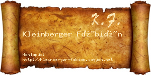 Kleinberger Fábián névjegykártya